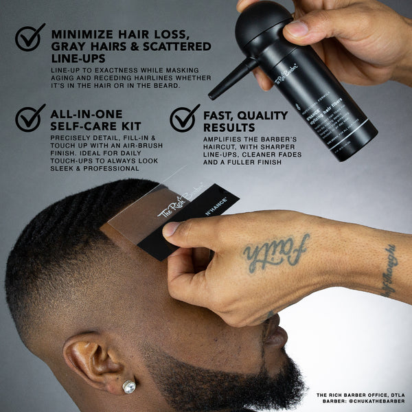 N'hance™ Pro Barber Kit II - 4-in-1 Hair Building Fibers, Hold Spray &  Application Set