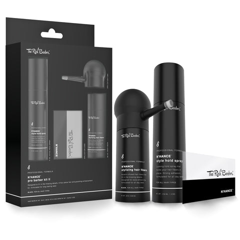 N'hance™ Pro Barber Kit II - 4-in-1 Hair Building Fibers, Hold Spray & Application Set